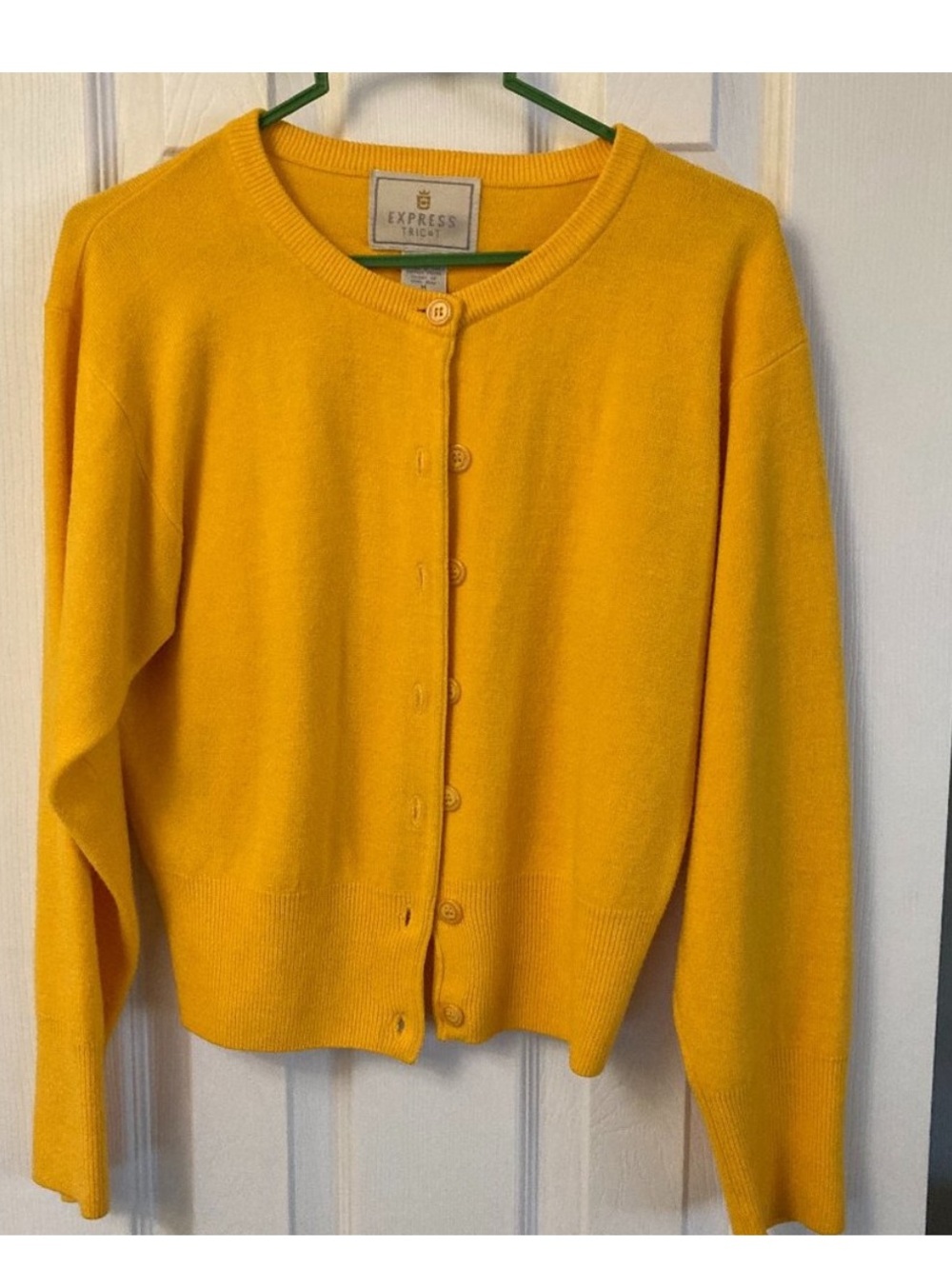 Express Tricot Yellow Cardigan Sweater -Vintage 90s